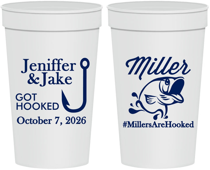 Personalized Wedding 32 oz Stadium Cups - Got Hook Fish | 230
