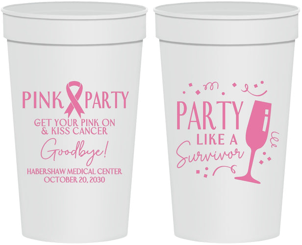 Personalized Awareness 32 oz Stadium Cups - Pink Party | 230000