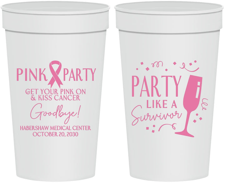 Personalized Awareness 32 oz Stadium Cups - Pink Party | 230000