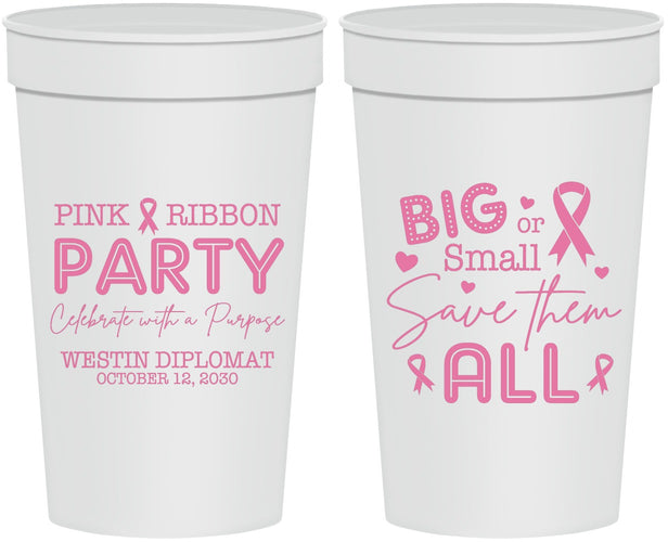 Personalized Awareness 32 oz Stadium Cups - Pink Ribbon | 230004