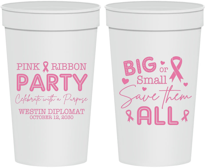 Personalized Awareness 32 oz Stadium Cups - Pink Ribbon | 230004