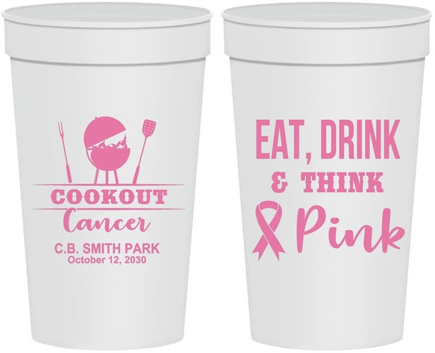 Personalized Awareness 32 oz Stadium Cups - Eat Drink Think Pink | 230009