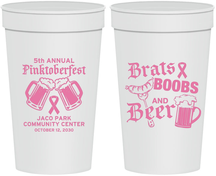 Personalized Awareness 32 oz Stadium Cups - Brats Boobs Beer | 230012