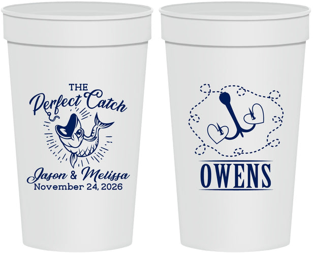 Personalized Wedding 32 oz Stadium Cups - The Perfect Catch | 232
