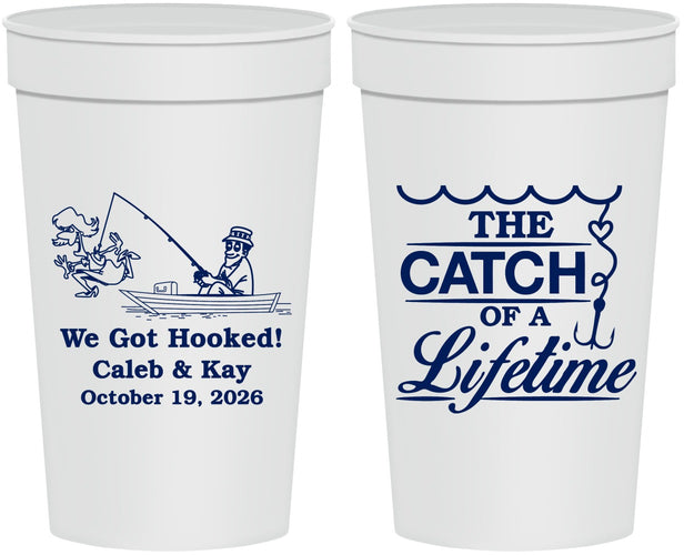 Personalized Wedding 32 oz Stadium Cups - Catch Of A Lifetime | 234