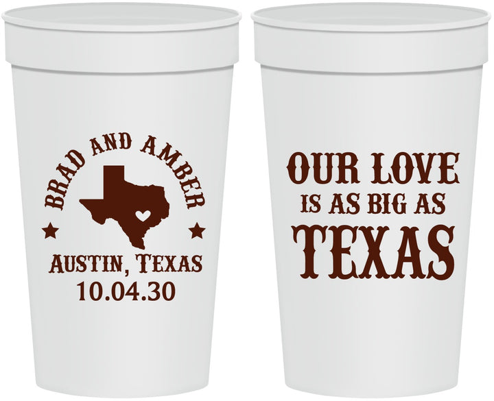 Personalized Wedding 32 oz Stadium Cups - Our Love Is As Big As Texas | 236