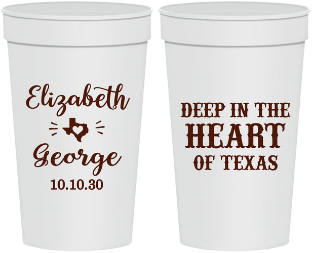 Personalized Wedding 32 oz Stadium Cups - Deep In The Heart Of Texas | 237