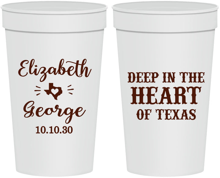 Personalized Wedding 32 oz Stadium Cups - Deep In The Heart Of Texas | 237
