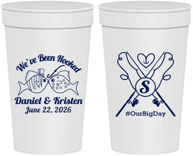 Personalized Wedding 32 oz Stadium Cups - Been Hooked Fishing | 238