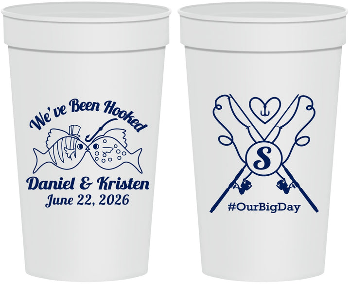Personalized Wedding 32 oz Stadium Cups - Been Hooked Fishing | 238