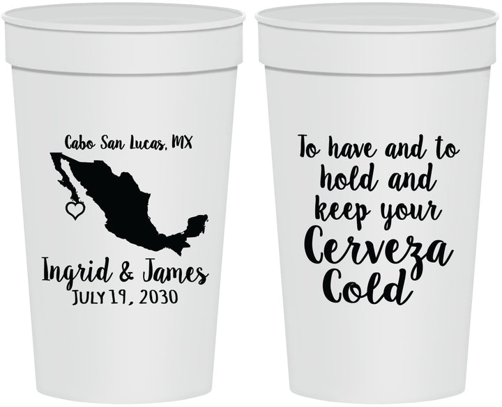 Personalized Wedding 32 oz Stadium Cups - Cerveza Mexico | 240