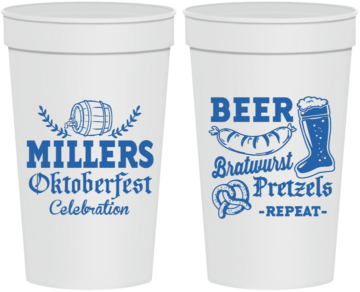 Personalized Oktoberfest 32 oz Stadium Cups - Bratwurst Pretzels | 240007