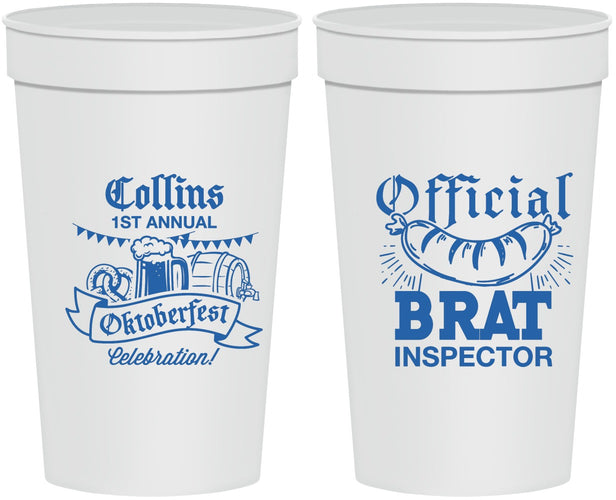 Personalized Oktoberfest 32 oz Stadium Cups - Brat Inspector | 240011