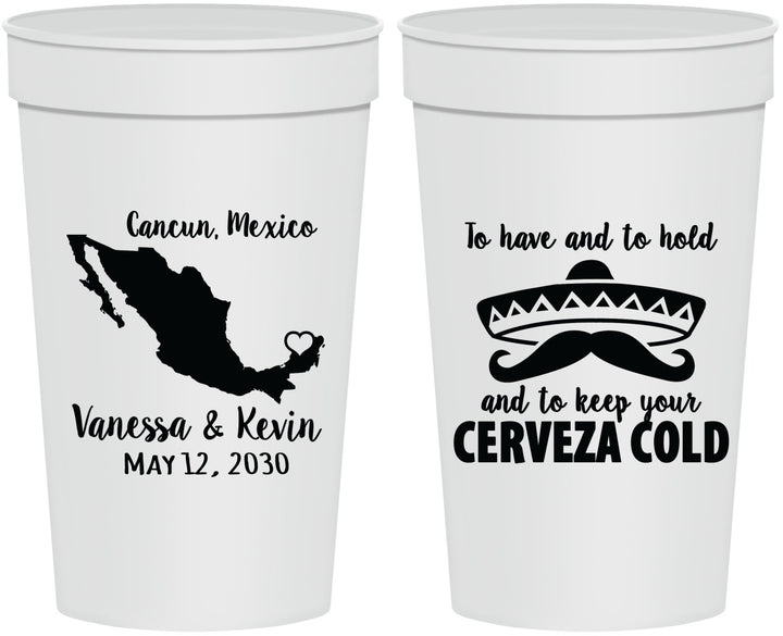 Personalized Wedding 32 oz Stadium Cups - Cerveza Mexico | 241