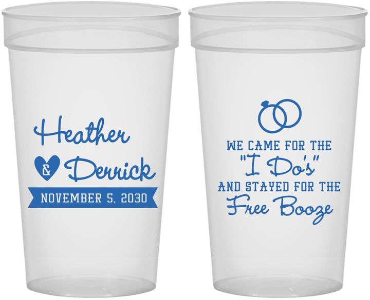 Personalized Wedding 32 oz Stadium Cups - I Do Free Booze | 243