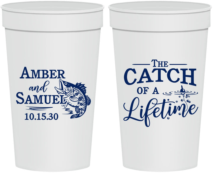 Personalized Wedding 32 oz Stadium Cups - Catch Of A Lifetime Fish | 246
