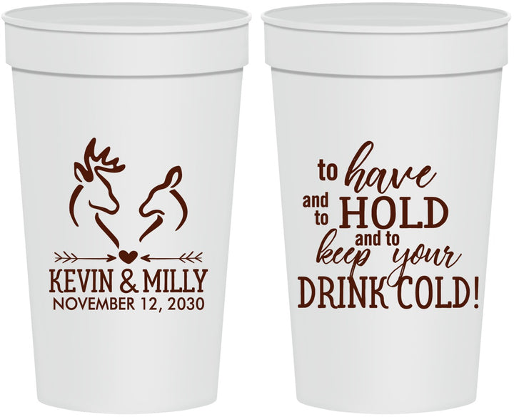 Personalized Wedding 32 oz Stadium Cups - To Have And To Hold | 250