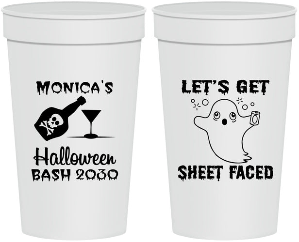 Personalized Halloween 32 oz Stadium Cups - Ghost Sheet Faced | 250009