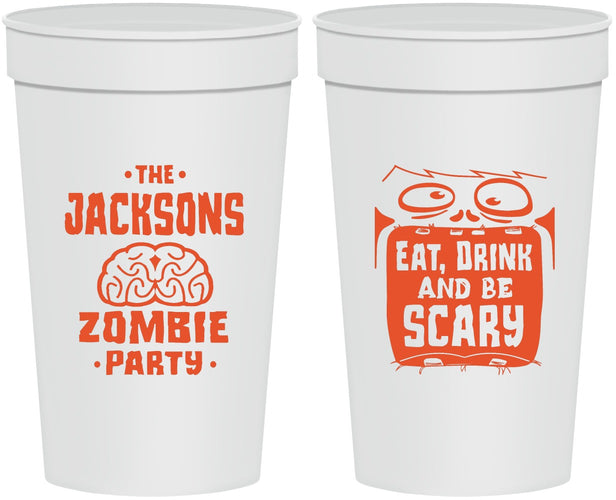 Personalized Halloween 32 oz Stadium Cups - Eat Drink Be Scary | 250028