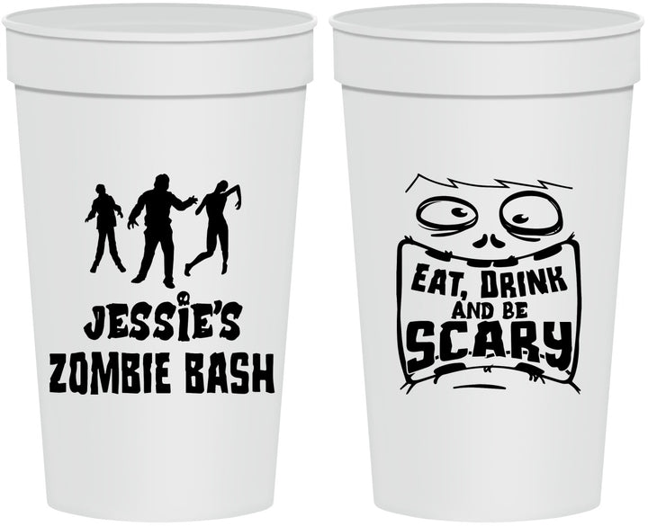 Personalized Halloween 32 oz Stadium Cups - Eat Drink Be Scary | 250029