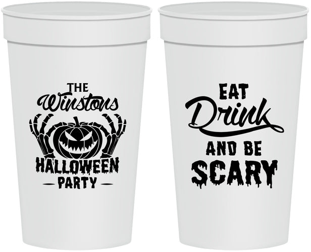 Personalized Halloween 32 oz Stadium Cups - Eat Drink Be Scary | 250033