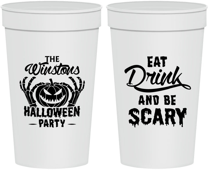 Personalized Halloween 32 oz Stadium Cups - Eat Drink Be Scary | 250033