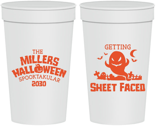 Personalized Halloween 32 oz Stadium Cups - Ghost Sheet Faced | 250040