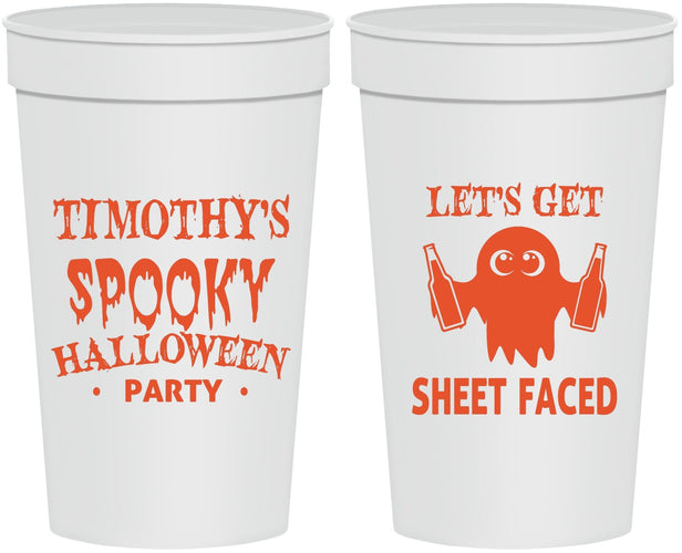 Personalized Halloween 32 oz Stadium Cups - Ghost Sheet Faced | 250044