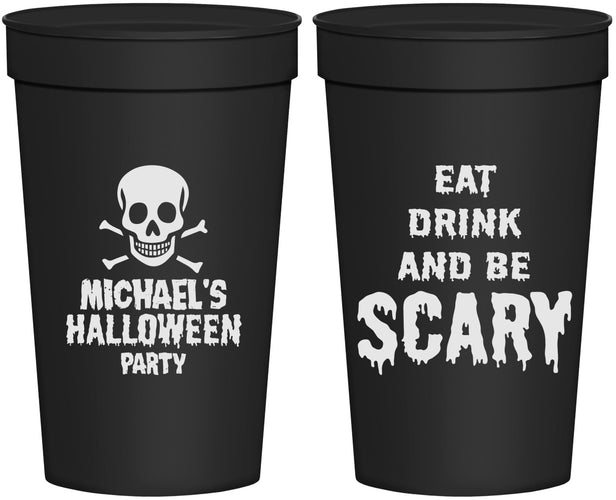 Personalized Halloween 32 oz Stadium Cups - Eat Drink Be Scary | 250059