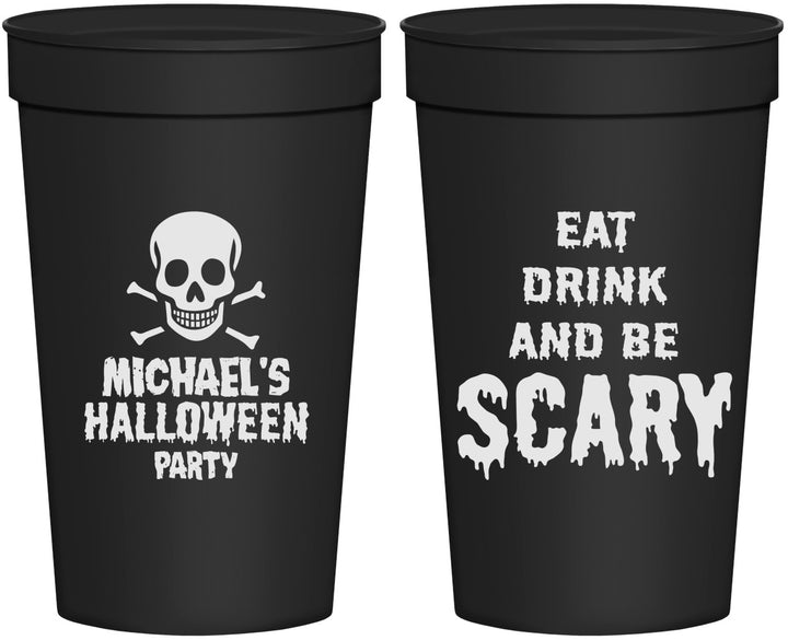Personalized Halloween 32 oz Stadium Cups - Eat Drink Be Scary | 250059