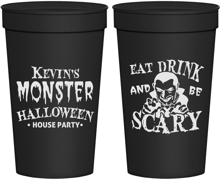 Personalized Halloween 32 oz Stadium Cups - Eat Drink Be Scary | 250063