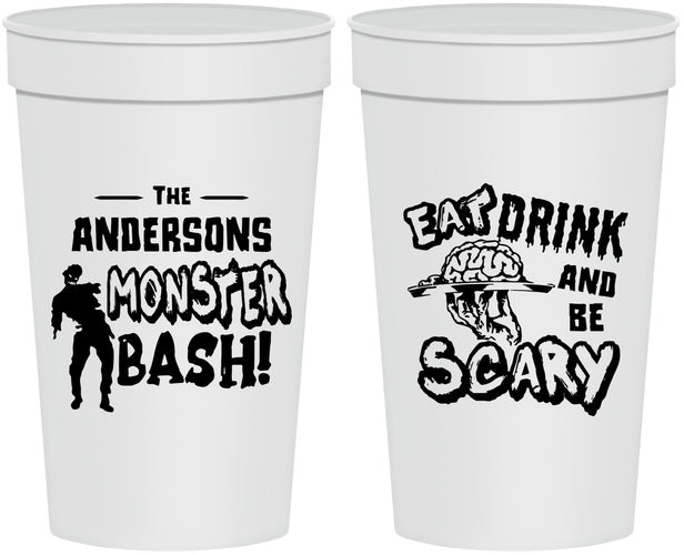 Personalized Halloween 32 oz Stadium Cups - Eat Drink Be Scary | 250070