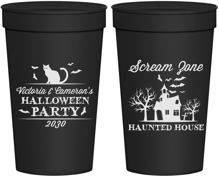 Personalized Halloween 32 oz Stadium Cups - Haunted House | 250071