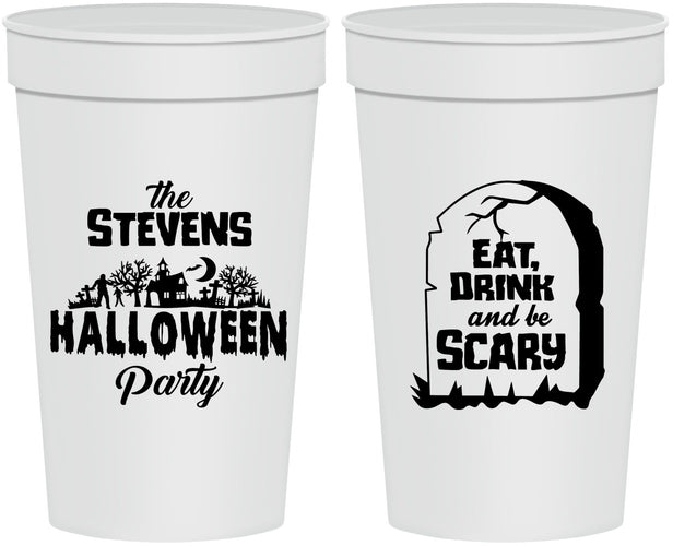 Personalized Halloween 32 oz Stadium Cups - Eat Drink Be Scary | 250074