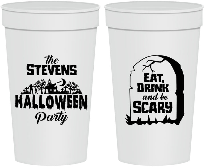 Personalized Halloween 32 oz Stadium Cups - Eat Drink Be Scary | 250074