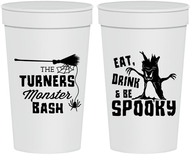 Personalized Halloween 32 oz Stadium Cups - Eat Drink Be Spooky | 250077