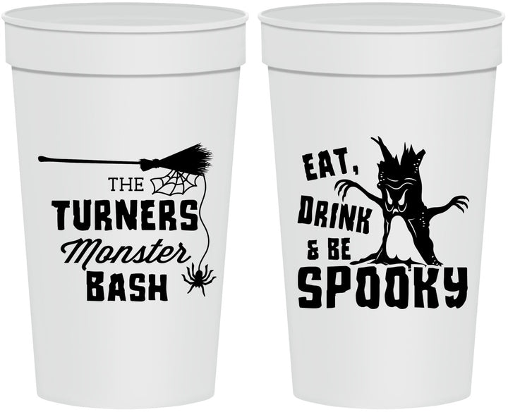 Personalized Halloween 32 oz Stadium Cups - Eat Drink Be Spooky | 250077