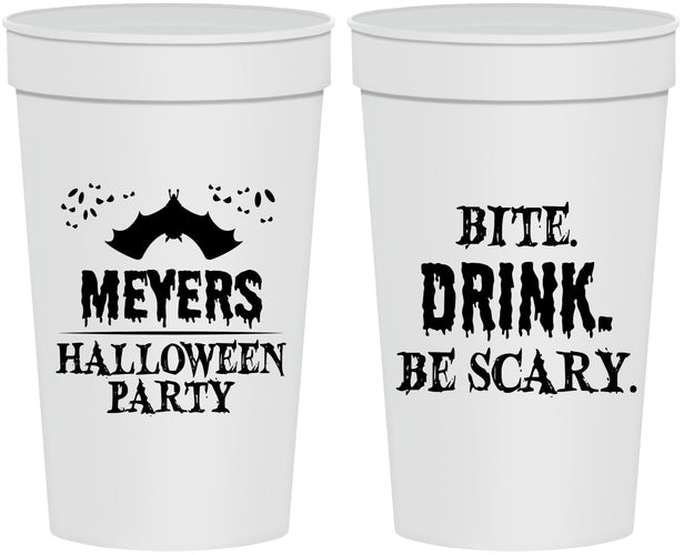 Personalized Halloween 32 oz Stadium Cups - Bite Drink Be Scary | 250082