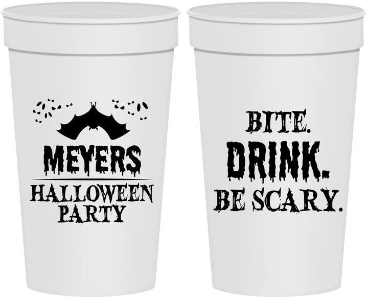 Personalized Halloween 32 oz Stadium Cups - Bite Drink Be Scary | 250082
