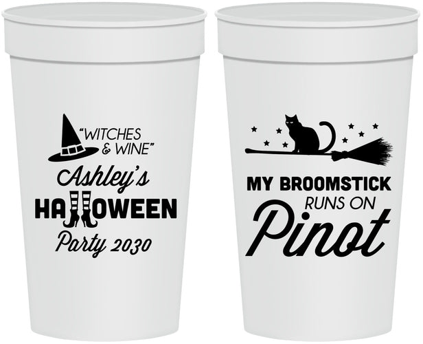 Personalized Halloween 32 oz Stadium Cups - Witch Broomstick | 250098
