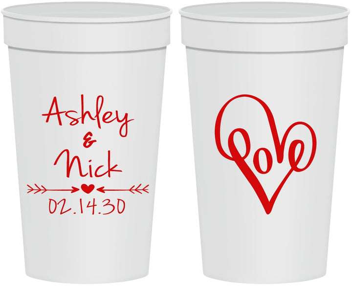 Personalized Wedding 32 oz Stadium Cups - Love | 252
