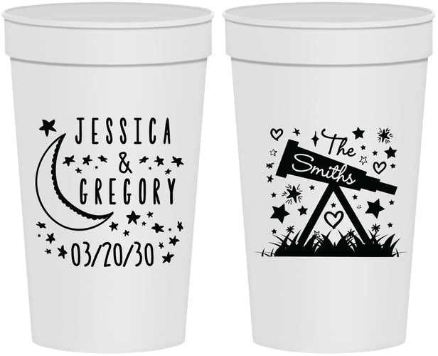 Personalized Wedding 32 oz Stadium Cups - Telescope | 255