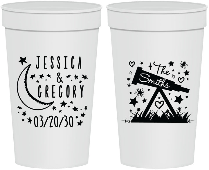 Personalized Wedding 32 oz Stadium Cups - Telescope | 255