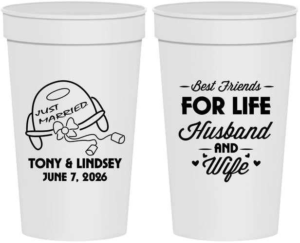 Personalized Wedding 32 oz Stadium Cups - Best Friends For Life | 256