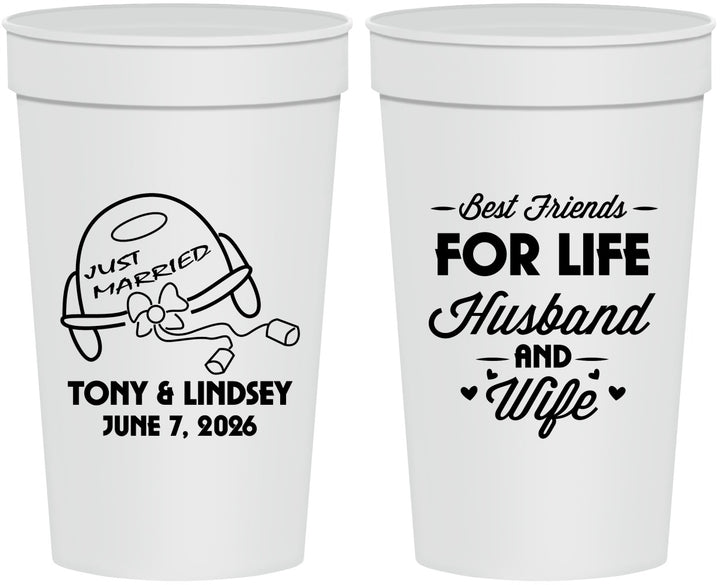 Personalized Wedding 32 oz Stadium Cups - Best Friends For Life | 256
