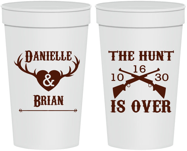 Personalized Wedding 32 oz Stadium Cups - The Hunt Is Ove | 258