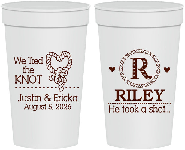 Personalized Wedding 32 oz Stadium Cups - We Tied The Knot | 260