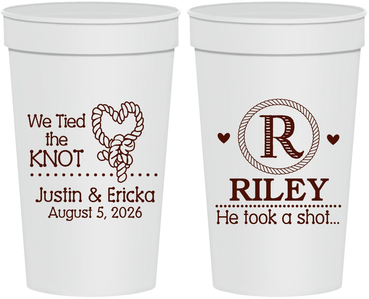 Personalized Wedding 32 oz Stadium Cups - We Tied The Knot | 260