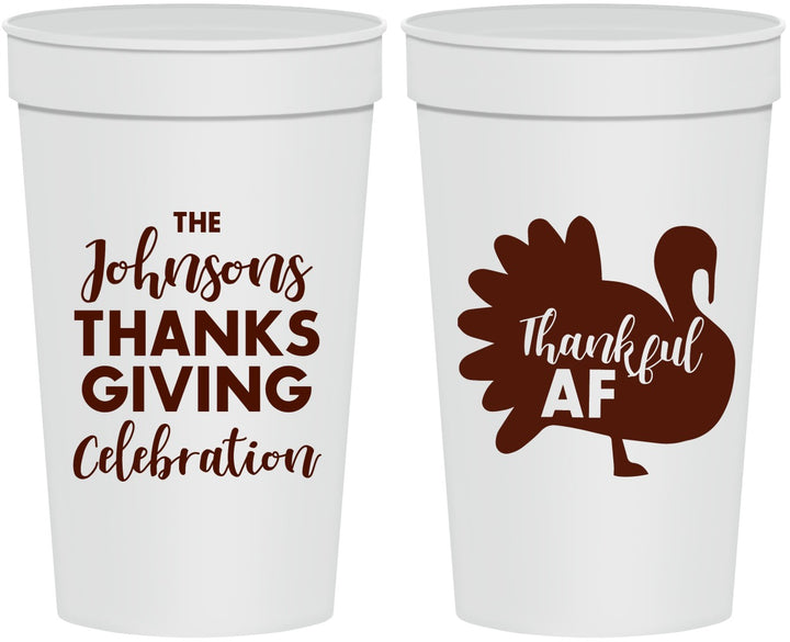 Personalized Thanksgiving 32 oz Stadium Cups - Thankful Af | 260002