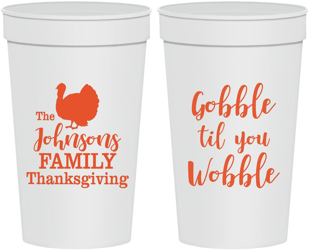 Personalized Thanksgiving 32 oz Stadium Cups - Gobble Til You Wobble | 260004